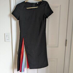 Black Peekaboo dress with rainbow stripes, size M